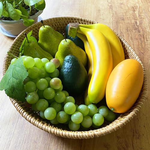 Large 14inch Oval Rattan Fruit Serving Basket,Wicker High Wall Fruit Vegetable Serving Basket Bowl,Large Rattan Dining Table Bowl for Various Things,Bread,Snack,Odds and Ends,Natural Brown - color: Brown(14.2"x11.5"x3.5")