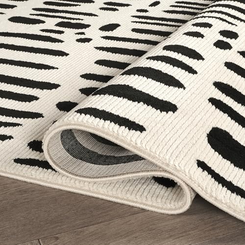 Abani Neutral Collection Cream Area Rug 8' x 10' for Living Room, Dining Room, Family Room - Modern Design - Durable & Easy to Clean - color: Strokes, size: 8' x 10' (Rectangular)