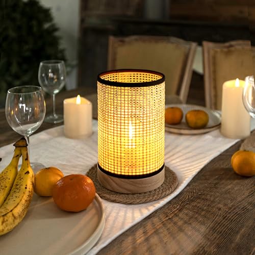 LUSHARBOR Battery Operated Lamp with Timer, Decorative Boho Bedside Table Lamp Small Cordless Accent Lamp for Kids Room Livingroom Entryway Decor-Black - style: LATTICE BLACK