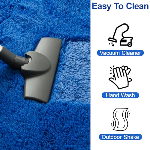 Kelarea Navy Blue Rug for Bedroom, 2x4 Fluffy Throw Rugs for Living Room, Small Soft Shag Fuzzy Carpet for Kids Boys and Girls Bedroom, Dorm, Nursery Rooms, Home Decor - color: Navy Blue, size: 2' x 6' (Rectangular)