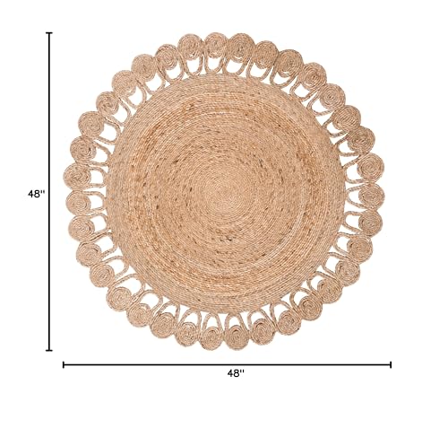 SAFAVIEH Natural Fiber Round Collection 4' Round Natural NFB252A Handmade Boho Country Charm Jute Area Rug - size: 4' (Round)