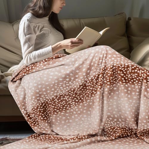 MACEVIA Flannel Fleece Animal Print Throw Blanket for Couch, Cabin Decor Deer Blanket, Hide Cabin Throw Blanket, Super Soft Fluffy Thick Warm Throws Home Decor for Bed Sofa(Deer, 50x60 Inches) - color: Deer Print, size: Flannel Fleece (50x60 IN)
