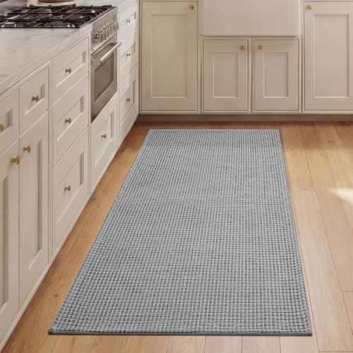 2x4 Entryway Runner Rug, Washable Runners for Kitchen, Non Slip Woven Entrance Door Mat, Stain Resistant Rugs for Hallway Living Room Bedroom Laundry Room (2'x4', Grey) - color: Grey, size: 2' x 4'
