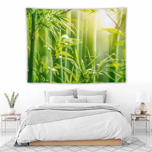 HZOHNAGO Bamboo Tapestry Bamboo Leaf Sunshine Nature Printed Wall Tapestry Painting Wall Hanging for Bedroom Living Room Dorm 80" W x 60" H - color: Bamboo-1, size: 80"L x 60"W