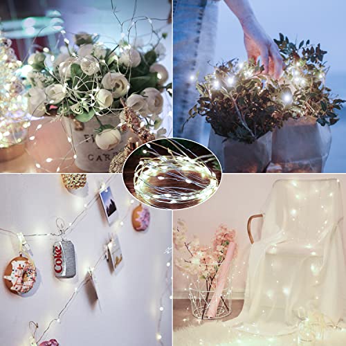 Brightown 24 Pack LED Fairy Lights Battery Operated 7 ft 20 LED String Light Waterproof Silver Wire Firefly Starry Lights for Crafts Wedding Party Bedroom (White) - color: White, size: 24 Pack