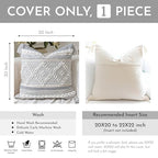 BlissBlush Gray Cream White Boho Throw Pillow Cover 20X20, Boho Woven Textured Pillow Cover, Neutral Pillow Cover, Sofa Couch Bed Farmhouse Lumbar Pillow (Cover ONLY) - color: Gray, size: 20" x 20" (Pack of 1)