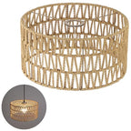 Rattan Lamp Shade, Retro Farmhouse Wicker Lampshade Replacement, 12.6" D×6.3" H Large Cylinder Woven Lamp Shade for Floor Light, Pendant Light, Chandelier