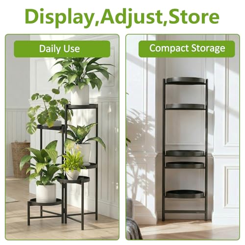 Plant Stand Flower Stand, 5 Tier Metal Outdoor Plant Shelf Balcony Planter, Tall Tiered Plant Stands for Indoor, Corner Flower Display Stand for Multiple Large Plants, Heavy Duty Multi Plant Shelves for Patio Garden Living Room - size: 5 Tier