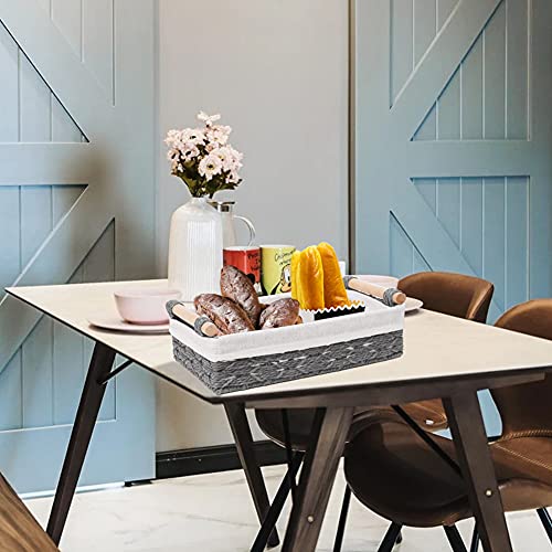 Storage Basket Wicker Baskets for Organizing Storage Bins for Counter Toilet Paper Storage Basket for Toilet Tank Top (Set of 2,Grey) - color: Grey