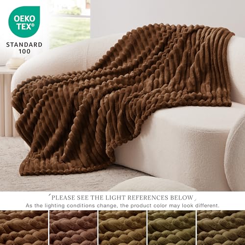 EXQ Home Gentle Soft Fleece Throw Blanket – Cozy Lightweight Blanket for Couch Bed – All-Season Warm Fuzzy Flannel Blanket for Women Mom Her – Gifts for Birthday(90"x108",Brown) - color: Brown, size: King