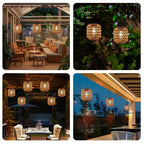 Livinlarge Solar Pendant Light Outdoor,Chandelier Hanging Lantern with Edison Bulb,Boho Solar Powered Lamps IP44 Waterproof for Gazebo Tree Porch Yard Porch Patio Garden Backyard Decorative - style: Solar Pendant Light