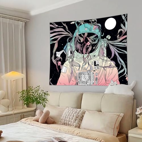 Abstract Geometric Tapestry Wall Hanging for Living Room Bedroom Modern Colorful Home Decor - color: Astronaut, size: 78.7"L x 59.1"W