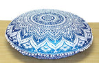 CRAFT KALA 32" Large Round Bohemian Floor Pillow Cover Boho Pouf Cover Mandala Meditation Room Pillows Cover Adults Seating Poufs Cushion Cover for Kids Reading Playroom Blue Ombre - color: Blue Ombre