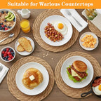 3Pcs Boho Trivets for Hot Dishes, 8 Inch Heat Resistant Hot Pads, Braided Pot Holders for Kitchen Countertop, Farmhouse Boho Decor with Storage Basket