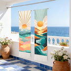 seewan 2 Pack Long Vertical Wall Tapestry, Boho Nature Landscape & Floral Aesthetic Wall Hanging for Bedroom Living Room Home Decor, Long Narrow Art Tapestry with Sunrise Mountain Botanical Designs, 13" × 51" (Geometric Sunset Waves, 13"Wx51"H, Unframed)