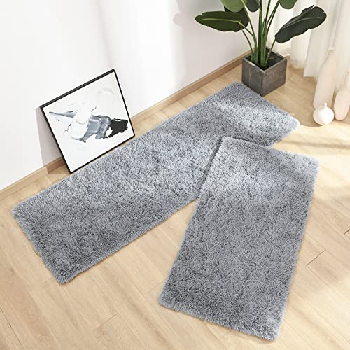 Chicrug Soft Area Rugs for Bedroom Living Room Plush Fluffy Rug 2x4 Feet, Shag Furry Area Rug Carpet Non Shedding for Nursery Children Kids Girls Room Home Decorative, Grey - color: Grey, size: 2' x 4' (Runner)
