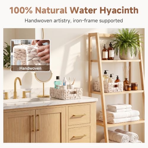 StorageWorks Wicker Baskets for Storage, Water Hyacinth Storage Baskets for Organizing, Wicker Storage Baskets for Shelves, White, 11¼" x 7½" x 3½", 2-Pack - color: White (Water Hyacinth), size: 11¼"L x 7½"W x 3½"H
