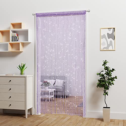 Door String Curtain Doorway Beads Curtains,Hanging Room Divider Beaded Decor Hippie Glitter Fringe Panel Closet Window Doors Sequin Sheer Boho Doors Tassel (Purple) - color: Purple