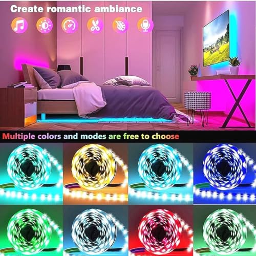 Tenmiro 50ft Led Strip Lights, Tenmiro Smart Led Lights Strip Music Sync Color Changing Lights App Control and 23keys Remote, Led Lights for Bedroom Party Home Decoration - size: RGB 50FT