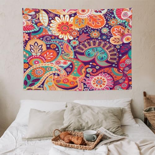Vintage Boho Flower Tapestry Wall Hanging,Bohemian Blossom Colorful Mandala Flower Tapestries, Botanical Spring Multi Color Tapestry for Bedroom Home Hippie Wall Decor 40"x30" - color: Boho Floral-12, size: W40xL30in