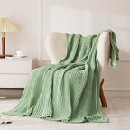 WESHIONGOO Throw Blanket for Couch Soft Knit Throw Blanket with Chenille Yarn Non-Shedding, Chenille Blanket for Living Room Bed Sofa(Sage Green, 50"*60") - color: Sage Green