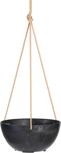 Root & Vessel Self Watering Hanging Planter for Indoor or Outdoor Plants, Unique Marbled Hanging Basket Made of Eco-Friendly Blend of Stone & Plastic, Black, 10"