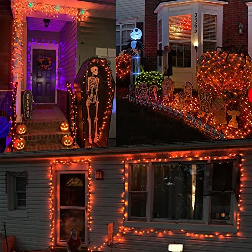 ODEETRONIC Orange Halloween Lights, 21.63ft 100 Count Orange Incandescent Lights Connectable, Plugin Outdoor Tree Light, Mini Indoor String Light for Room Party Haunted House Decor, Brown Wire - color: Orange-Brown Wire, size: 100 Count Incandescent