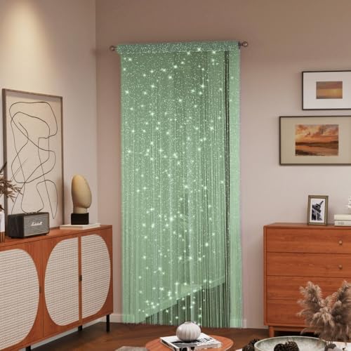 ave split Decorative Door String Curtain Wall Panel Fringe Window Room Divider Blind Divider Tassel Screen Home 100cm*200cm (Fruit green18) - color: Fruit Green18