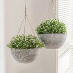 LA JOLIE MUSE Large Hanging Planters for Indoor Outdoor Plants, Hanging Flower Pots Marble Pattern (13.2 Inch,Set of 2) - color: Marble Pattern