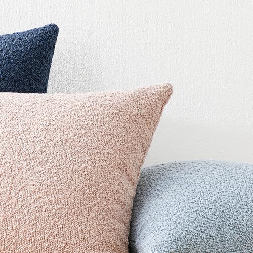 Mixhug Decorative Boucle Throw Pillow Covers, Light Blue, 20 x 20 Inches, Pack of 2 - Textured Boho Pillow Covers for Couch and Bed - color: Light Blue, size: 20" x 20" (Pack of 2)