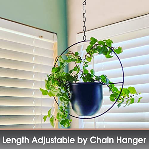 2 Pack Hanging Planters for Indoor Plants with 5.5" Pot + Ceiling Hook + Extender Chain | Hanging Plant Holder, Metal Minimalist Planter, NO Plant incld - color: Black