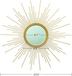 MAIKAILUN Sunburst Mirror, 24" Boho Mirror, Gold Sun Decorative Mirrors for Wall Decor, Small Mid Century Modern Small Living Room