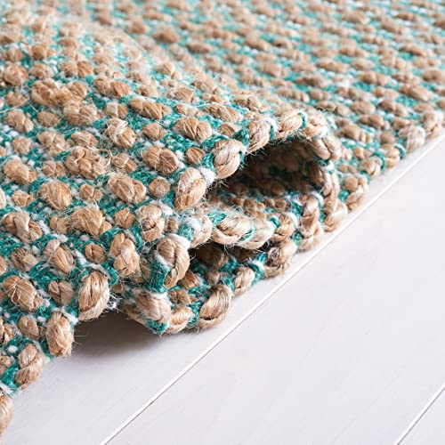 SAFAVIEH Natural Fiber Collection Runner Rug - 2'6" x 8', Natural & Green, Handmade Farmhouse Boho Coastal Rustic Jute, Ideal for High Traffic Areas in Living Room, Bedroom (NF874Y) - color: Natural/Green, size: 2'6" x 8' (Runner)