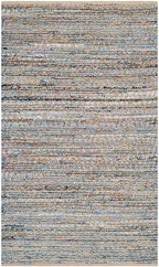 SAFAVIEH Cape Cod Collection Accent Rug - 4' x 6', Natural & Blue, Handmade Flat Weave Coastal Braided Jute, Ideal for High Traffic Areas in Entryway, Living Room, Bedroom (CAP350A)