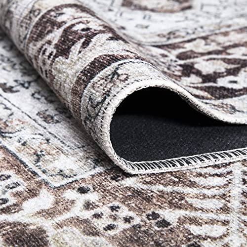 Bloom Rugs Washable Non-Slip 2x3 Rug - Beige/Brown Traditional Oriental Area Rug for Living Room, Bedroom, Dining Room, and Kitchen - Exact Size: 2' x 3' - color: Beige / Brown, size: 2' x 3' (Rectangular)