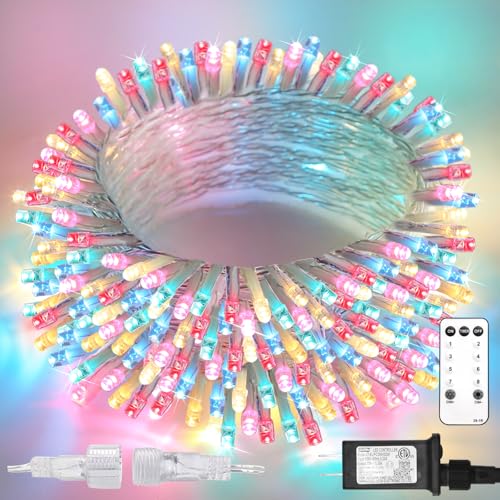 suddus String Lights Indoor Bedroom, 66ft 200 Led Christmas Light Outdoor Clear Wire Connectable, Plug in Fairy String Lights with Remote for Christmas, Dorm, Party, Easter Decoration, Multicolor - color: Multicolored, size: 200LED Connectable