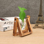 Kingbuy Terrarium with Wooden Stand, Desktop Propagation Station, Air Plant Holder, Metal Swivel Holder for Hydroponics, Home Garden, Wedding Decor - 1 Hearted Vase - size: Heart 1 Bulb