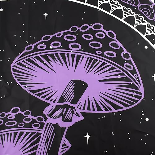 SCECALA Purple Mushroom Mural Boho Mandala Black and White Stars Wall Art 80x60 Inches for Bedroom Living Room Teen Party - color: Purple, size: 60"L x 80"W