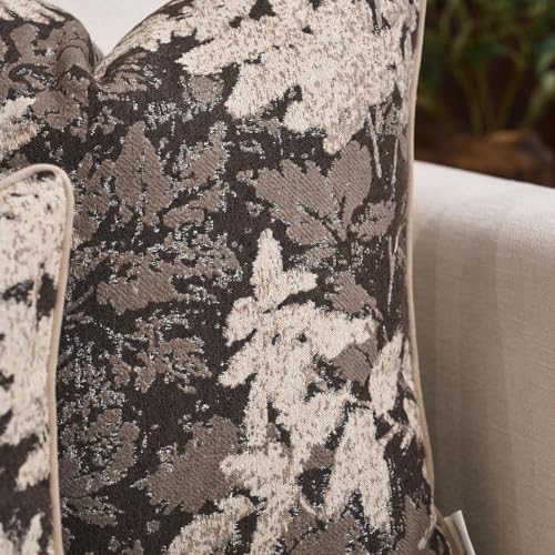 Yangest Neutral Leaf Pillow Cover 20 x 20 Inches, Vintage Chenille Square Throw Pillow Cover Soft Leaves Nature Accent Couch Pillow Cover for Living Room Bedroom, Grey - color: Grey, size: 20" x 20" (Pack of 1)