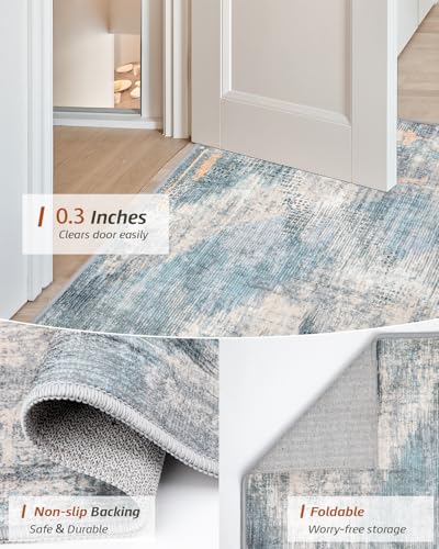 MINIDEAR 2x3 Area Rugs for Entryway, Kitchen, Washable Rug Small Rugs for Bedroom Non Slip Modern Rugs Carpet Mat for Home, Blue-Gray - color: Blue-gray, size: 2' x 3' (Rectangular)
