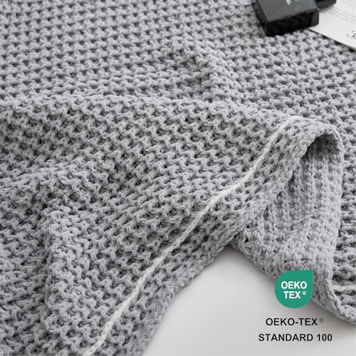 WESHIONGOO Throw Blanket for Couch Soft Knit Throw Blanket with Chenille Yarn Non-Shedding, Chenille Blanket for Living Room Bed Sofa (Grey, 50"*60") - color: Grey