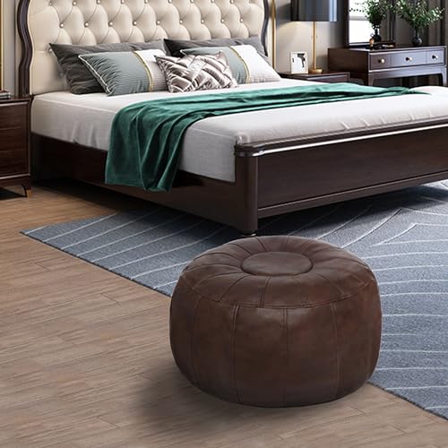 Thgonwid Unstuffed Moroccan Ottoman Pouf Cover, Ottoman Footstool Storage Solution, Bean Bag Chair, Foot Rest, Deep Coffee - color: Deep Coffee