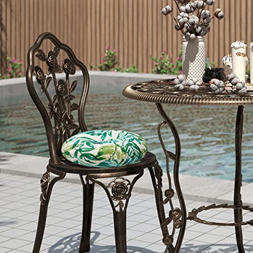 Bistro Chair Cushions 15 inch,Set of 2,Tufted Tropical Round Chair Cushions with Ties,15"x15"x4",Water Resistant Round Seat Cushion for Barstool,Patio Garden Kitchen Outdoor Furniture(Palm Leaf) - color: Palm Leaf, size: 15"x15"