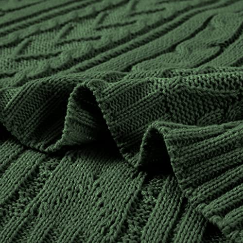 Aormenzy Forest Green Cable Knit Throw Blanket Queen Size for Bed Couch Sofa, Super Soft Cozy Knitted Blanket 90" x 90" Bed Blankets Full Size - color: Forest Green, size: 90" x 90", Queen