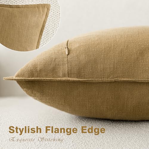 Foindtower Pack of 2, Decorative Linen Solid Throw Pillow Covers Soft Accent Cushion Case Boho Farmhouse Pillowcase for Chair Couch Sofa Bedroom Living Room Home Decor 16 x 16 Inch Honey Mustard - color: Honey Mustard, size: 16" x 16" (Pack of 2)