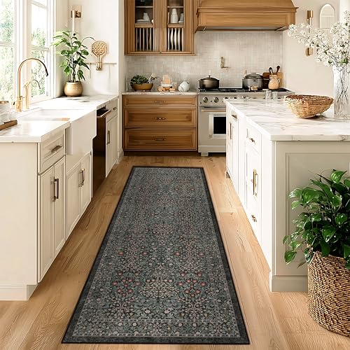 Hallway Runner 2.6x8 Area Rugs Washable Green Hallway Rug - color: Green, size: 2'6" x 8' (Oblong)