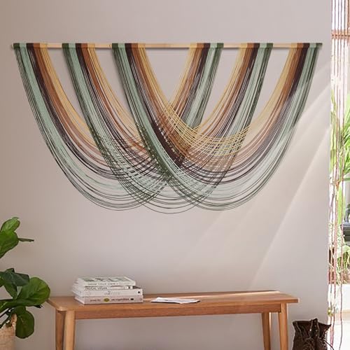 Flber Macrame Wall Hanging Boho Wall Decor Yarn Wall Art Tapestry Bedroom Living Room Nursery Apartment Home Decor 57" W x 31" L - color: Yellow Green