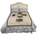 Poinsetta Cross Blanket by Parker Fulton - With God All Things Are Possible - Scriptures Mark 10:27 - Sympathy Bereavement Gift Tapestry Throw Woven from Cotton - Made in the USA (72x54) - color: Poinsetta Cross, size: 72" x 54"