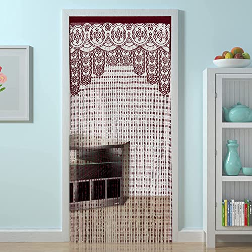 HSYLYM String Door Privacy Lace Curtain Macrame Boho Doorway Window Curtains for Wall Divider Windows Door Covers Decorative Room Separation (35×79in/90×200cm,Redviolet) - color: Redviolet, size: 35"W x 79"L (Pack of 1)