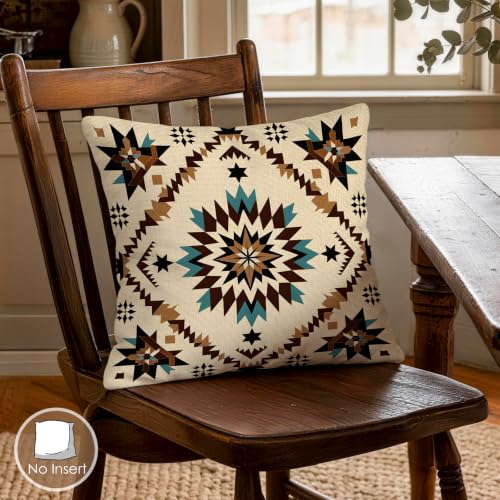 OBSEDE Southwestern Tribal Throw Pillow Covers 18x18 Set of 4, Farmhouse Decor for Home Couch Sofa Living Room, Rustic Floral Decorative Cushion Cases - color: Southwestern Tribal